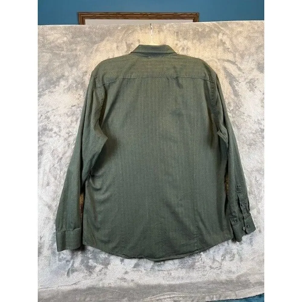 Men's Banana Republic Dark Green XL L/S 100% Cotton Button Up Collared Slim Fit